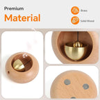 Round Shopkeepers Bell for Door Opening – Magnetic Wooden Door Chime & Wireless Brass Doorbell for Business, Office, Fridge – Modern Circular Wind Bell Entry Alert – No Battery