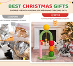 VINGLI 29IN Christmas Cat Tree Tower with Sisal Scratcher Balls, Holiday Cat Scratching Post with Candy Cane Pole & Dangling Ball Toy, Cute Indoor Cat Tree for Kittens & Adult Cats