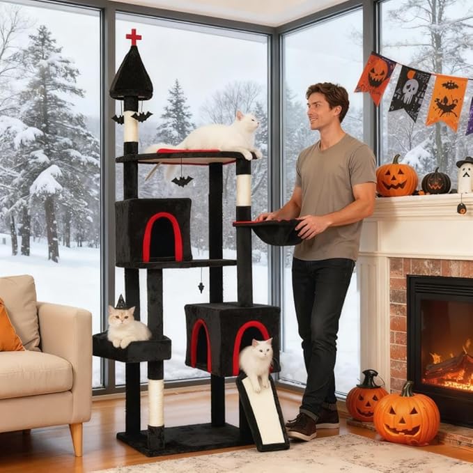 78" Cat Tree Cat Tower with Coffin Bed(77.6 inch)