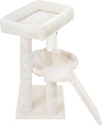 YOUPET Cat Tree with Cat Scratching Post for Indoor Cats, Cat Tower with Scratching Board and Playful Toy Balls, Cat Tree Tower with Cozy Hammock,Beige