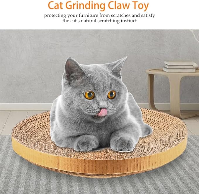 POPETPOP 13.6 Inch Round Cat Scratcher Refill - Large Cardboard Scratch Pad Recycled Corrugated Cardboard Core for Indoor Kitten Cat, Replaceable Scratching Bowl Insert