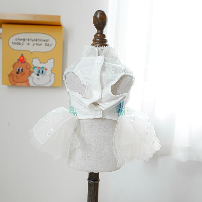 Fashion Sweet Puppy Dog Blingbling Princess Skirt Pet Dog Lace Cake Camisole Tutu Dress C-Green S