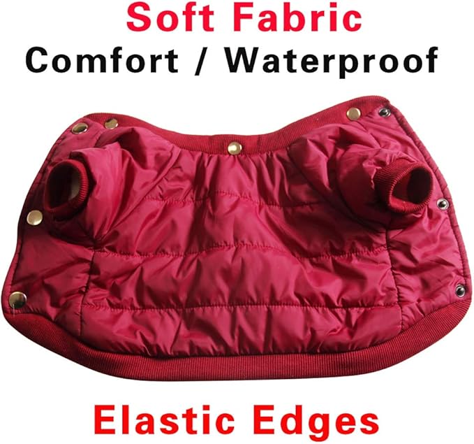 Fleece Lined Dog Coat with Detachable Hood and Detachable Hind Legs,Warm Puppy Jacket in Winter(Red XS)