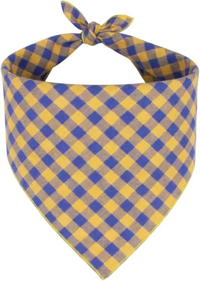 Dog Bandanas 1 Pack; Cotton Linen Yellow Plaid Bandana for Large Dogs; Soft Breathable Dog Accessories; Daily Dog Apparel & Accessories