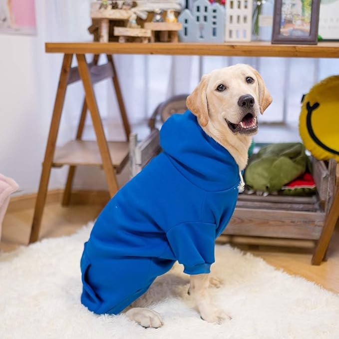 KOOLTAIL Dog Hoodie for Large Medium Small Dogs,Soft and Warm Pet Sweater with Leash Hole and Pocket Boy Girl,Puppy Fall Winter Jacket Clothes,French Pitbull Cold Weather Coat Sweatshirt,Blue XL