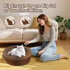 Cat Bed Scratcher Lounge - Cardboard Collapsible Pet Scratching Pad, Round Cat Scratch Nest for Indoor Big Large Kitty Kitten