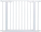 MidWest Homes for Pets 29-Inch High Walk-Thru Pressure Mounted Steel Dog Gate, Expands to 38 Inches Wide, Includes 3-inch Extensions, White