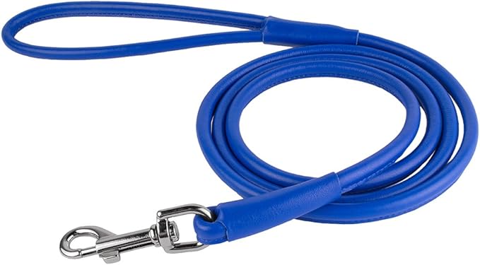 CollarDirect Rolled Leather Dog Leash, 4ft & 6ft, Soft Padded, Small, Medium, Beige