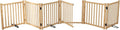 YOCAN Paint-Free Wooden Freestanding Dog Gates with Door for The House,Doorways, Stairs,Wood Dog Fences Indoor Pet Gate,Step Over Fence-6 Panel