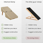 Split Ottoman Dog Ramp, 14.5" H Dog Chair with Ramp for Bed, Folding DogStairs, for Large and SmallDogs, 2-in-1 Lightweight Pet Steps (Gray, Large)