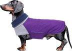 Geyecete Dachshund Coat,Dachshund Winter Coat,Warm Waterproof Windproof, High Neckine String Holes Miniature Dachshund Jacket for Small Dog-Purple-L