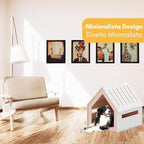 POLIPETS Large House for Pets, Wooden House for Pets for Interiors, Resistant Wood with Cushion for Dog Included, Minimalist, Elegant and Resistant, 32x31.5x31.7 in, Matte White
