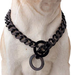 Dog Chain Collar Dog Walking Collar 15mm Black Strong Stainless Steel Cuban Link Chain Collar for Small Medium Dogs（16 Inches