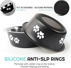 YUDANSI Dog Bowls 2 Pack Small Medium Dogs Feeding Food Water Bowl with Non-Slip Silicone Sole, Stainless Steel Dog Dishes Elevated Raised Pet Feeder(Black, L(6.6 Cups)
