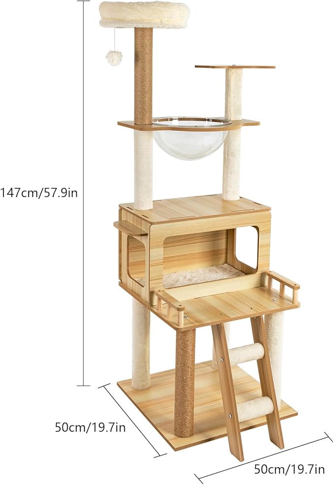 Cat Tree Tower for Indoor Cats 5-Tier Cat Tower Scratching Post Cat Climbing Frame with Climbing Steps and Swing Ball Pet Condo Cat Cage (53 * 53 * 28(cm))