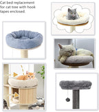 SHENGOCASE 18“ Fluffy Faux Fur Cat Tree Tower Replacement Bed Cushion Pillow with Hook Tapes, Round Donut Cuddler Cat Dog Bed for Desk Table