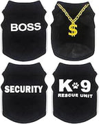 4 Pack Dog Clothes for Small Dog Black Puppy Clothes Soft Chihuahua Clothes K9 Security Pattern Small Dog Shirt Summer Autumn Pet Clothing (Medium)