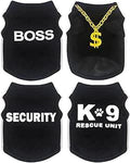 4 Pack Chihuahua Clothes Dog Clothes for Small Dogs Black Puppy Clothes Soft Chihuahua Clothes K9 Security Pattern Dog Shirt Summer Pet Clothing (Small)