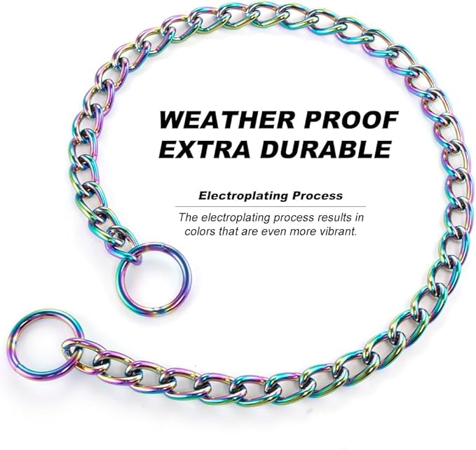 TSPRO Stainless Steel Heavy Duty Metal Dog Collar, Adjustable and Durable Dazzling Pet Collar for Medium to Large Dogs, Ideal for Walking and Training (Sparkly, 4MM*20.5-23 inches)