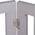 JungleA Freestanding Foldable Pet Gate for Dogs, 24 inch 4 Panels Step Over Fence,Pet Door, Dog Gate for Room, Doorway, Stairs (Grey)