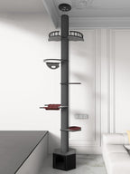 Cat Trees Floor to Ceiling Cat Towers Height:86-118 InchesAdjustable, Tall Cat Tree Activity Tree with Soft Rope Scratching Post,Clear Dome Cat Condo, Cozy Hammock (Black)