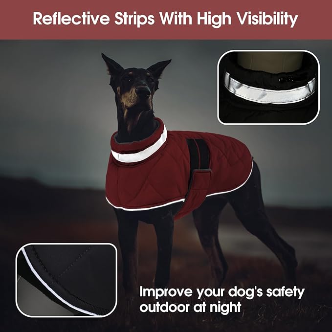 KAMA BRIDAL Dog Winter Coat Warm Padded Puppy Jacket Windproof Water Resistant Clothes for Small Medium Large Pets Christmas Sweater Outfit Vest(Red, 3XL)