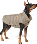 SPACE LION Dog Puffer Jacket, Down Winter Coat, Durable Outdoor Coat for Cold and Windy Conditions, Lightweight & Adjustable Fit Coats for Large Dogs, (Camel, Size28/4XL)