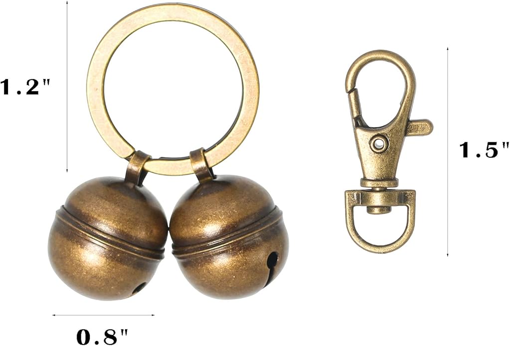 Copper Bells for Dog Collars with Snap Clips - Dog Bells to Go Outside,Made of Pure Copper for Dogs/Cat - Clear Sound & No Rust - Know Where Your Pet
