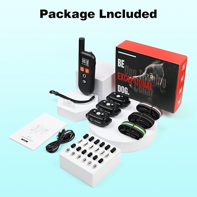 3 Dogs Shock Collar with Remote 3 Pack-3300FT Dog Training Collar with Fashlight, IPX7 E Collar with Double Shock for Small Medium Large Dogs(5-150lbs)-4 Training Modes, Adjustable Strap, Rechargeable