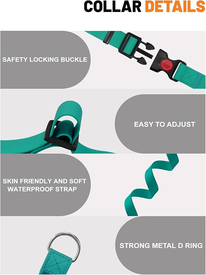 Waterproof Martingale Collar for Dogs,Easy to Clean Dog Collars with Safety Quick Release Buckle,Rubber Collar for Medium Large Dogs Walking Training (Emerald Green, S (13.4-16.5inch))