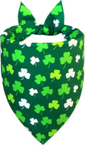 St. Patrick’s Day Dog Bandana for Small Medium Dogs - Reversible Lucky Green Shamrock Clover & Stripes Scarf, Cute Pet Accessory for Irish Gift