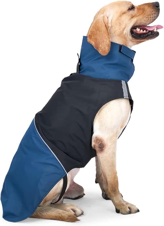 Dog Warm Coats - Windproof Dog Winter Outdoor Jackets Cold Weather Coats for Dog Waterproof Dog Raincoats with Hole for Dog Leash,Black Blue M