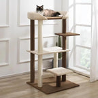 SHENGOCASE Modern Cat Tree Tower with Extra Large Platform Perch Bed for Maine Coon and Big Couch Sofa for Multiple Cats