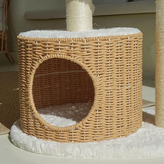 Happy & Polly 33.1" Cat Tree Tower - Condo with Scratching Posts Luxury Cozy House Indoor for Cats, Multi-Level Play Activities Platform Soft Perch
