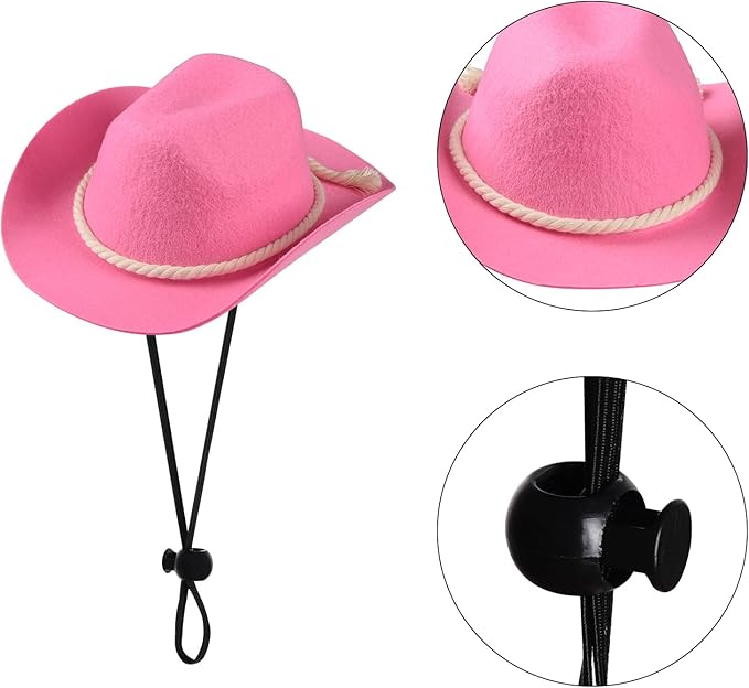 choyaxo Dog Cowboy Hat Dog Cowboy Costume for Small Pet Dogs Cat Cowboy Hat with Bandana Scarf Set Party Accessories (Pink, Medium)