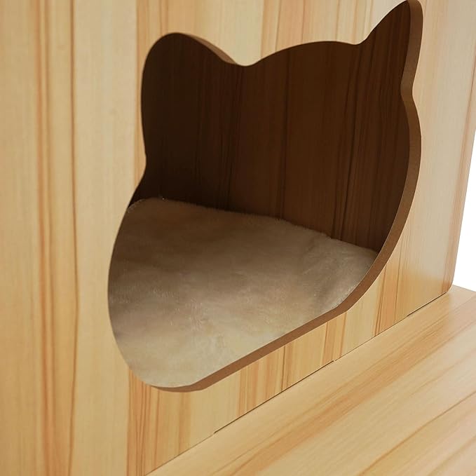 5-Tier Large Cat Tree for Indoor Cats, Heavy Duty Cat Tower with Scratching Posts & Acrylic Window, Modern Cat Condo 23.6x19.7x55.1 Inches,Multi-Level Cat Furniture with Plush Ball