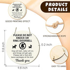 Baby Sleeping Sign For Front Door Do Not Ring Doorbell Sign Wooden Do Not Knock Or Ring Doorbell Signs Baby Sleeping No Doorbell Signs For New Parents Gifts