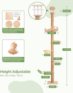 Floor-to-Ceiling Cat Tree Height Adjustable (50-120in) | 5-Level Heavy Duty Cat Activity Center with Scratching Posts, Jump Platforms, Hammock | Space-Saving Tall Cat Tower for Indoor Cats