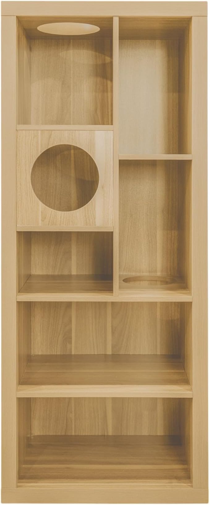 4 Cats & Dogs Cliff Jr. Cat Tree Bookshelf – Stylish Multi-Level Cat Climbing & Hiding Shelf, Space-Saving Bookshelf with 7 Levels, Wall-Mounted Secure Cat Furniture, Oak (58.5" x 23.75" x 15.5")