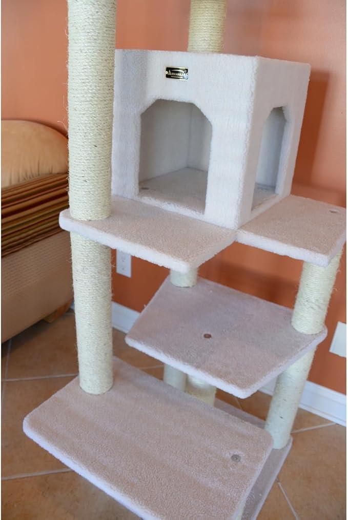 Maykoosh Cat Tree Tower 68" Six Levels Condo & Perches - Ivory