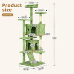 BestOffice 70 Inch Cat Tree, Multi-Level Cat Tower with Condo, Perches, Sisal Scratching Posts, Climbing Ladder,Indoor Activity Center Play House for Kittens & Adult Cats, Green