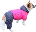 Fleece Lined Dog Coat with Detachable Hood and Detachable Hind Legs,Warm Puppy Jacket in Winter(Pink&Grey XS)