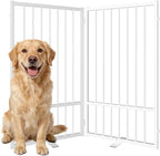 Full Metal Freestanding Dog Gate with Door, 36''Height Foldable Pet Dog Fence for Indoor & Outdoor, 2 Panels Extra Wide Free Standing TallDog Gates for Doorways,House,Stairs,Porch,Deck,Yard