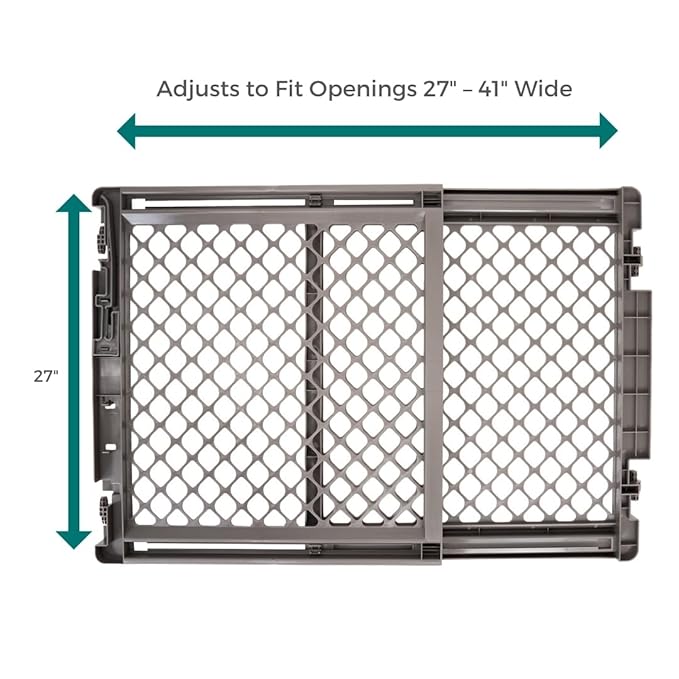 MyPet 2-in-1 Easy Swing Petgate: 27"-41" Wide Dog Gate. Safety Latch, Hardware Mount. Pet Gates for Doorways & Stairways. Made in USA. 27" Tall, Fieldstone