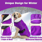 EMUST Dog Coat Winter, Waterproof Pet Snow Jacket for, Adjustable Small/Medium/Large Dog Coat/s for Winter, Purple, L