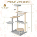 Tangkula Modern Cat Tree, 44 Inch Multi-Level Cat Tower with Removable Padded Top Perch, Sisal Scratching Posts, Jumping Platforms, Dangling Ball, Kitty Activity Center for Indoor Cats