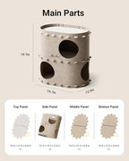 DownyPaws Cat House for Indoor Cats, 2-Storey Foldable Cat Bed Cave, Felt Cats Tunnel Bed Condo, Castle Kitten Cube Hideaway for Multicats, Scratch Resistant, Cream