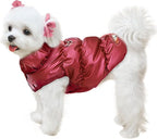 Winter Warm Dog Jacket for Small Medium Dogs Cat Cold Weather Coats with Harness Paded Dogs Fleece Vest Waterproof Windproof Dog Snow Jacket Pet Puppy Clothes (Wine red,M)