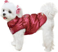 Winter Warm Dog Jacket for Small Medium Dogs Cat Cold Weather Coats with Harness Paded Dogs Fleece Vest Waterproof Windproof Dog Snow Jacket Pet Puppy Clothes (Wine red,XS)