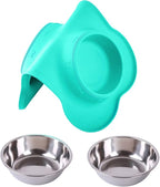 Hubulk Pet Dog Bowls 2 Stainless Steel Dog Bowl with No Spill Non-Skid Silicone Mat + Pet Food Scoop Water and Food Feeder Bowls for Feeding Small Medium Large Dogs Cats Puppies (Small, Mint Green)